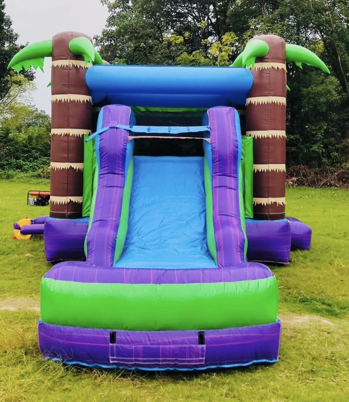 Purple Tropical Inflatable bounce deluxe combo w/ detachable pool + Blower