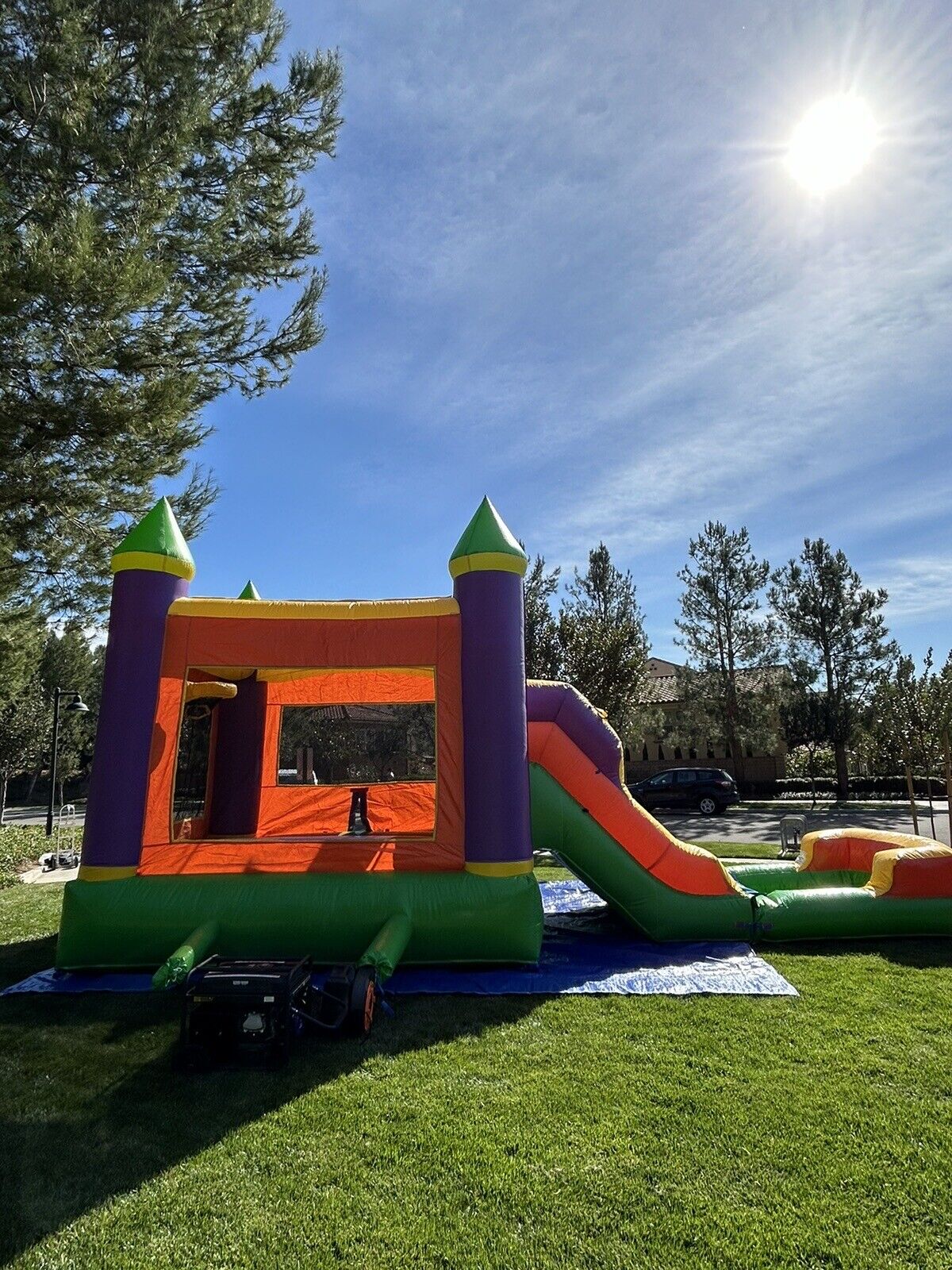 ORANGE COMBO DELUXE INFLATABLE BOUNCE HOUSE WITH DETACHED POOL