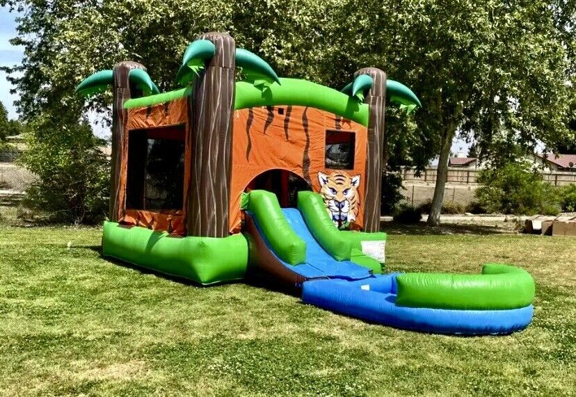 TIGER JUNGLE COMBO BOUNCE HOUSE SLIDE w/ POOL NO BLOWER