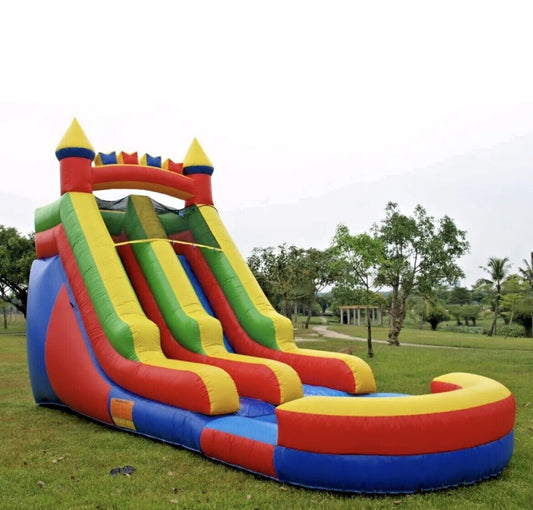 15ft  RAINBOW CASTLE INFLATABLE WATER SLIDE W/ 1.5HP COMMERCIAL BLOWER