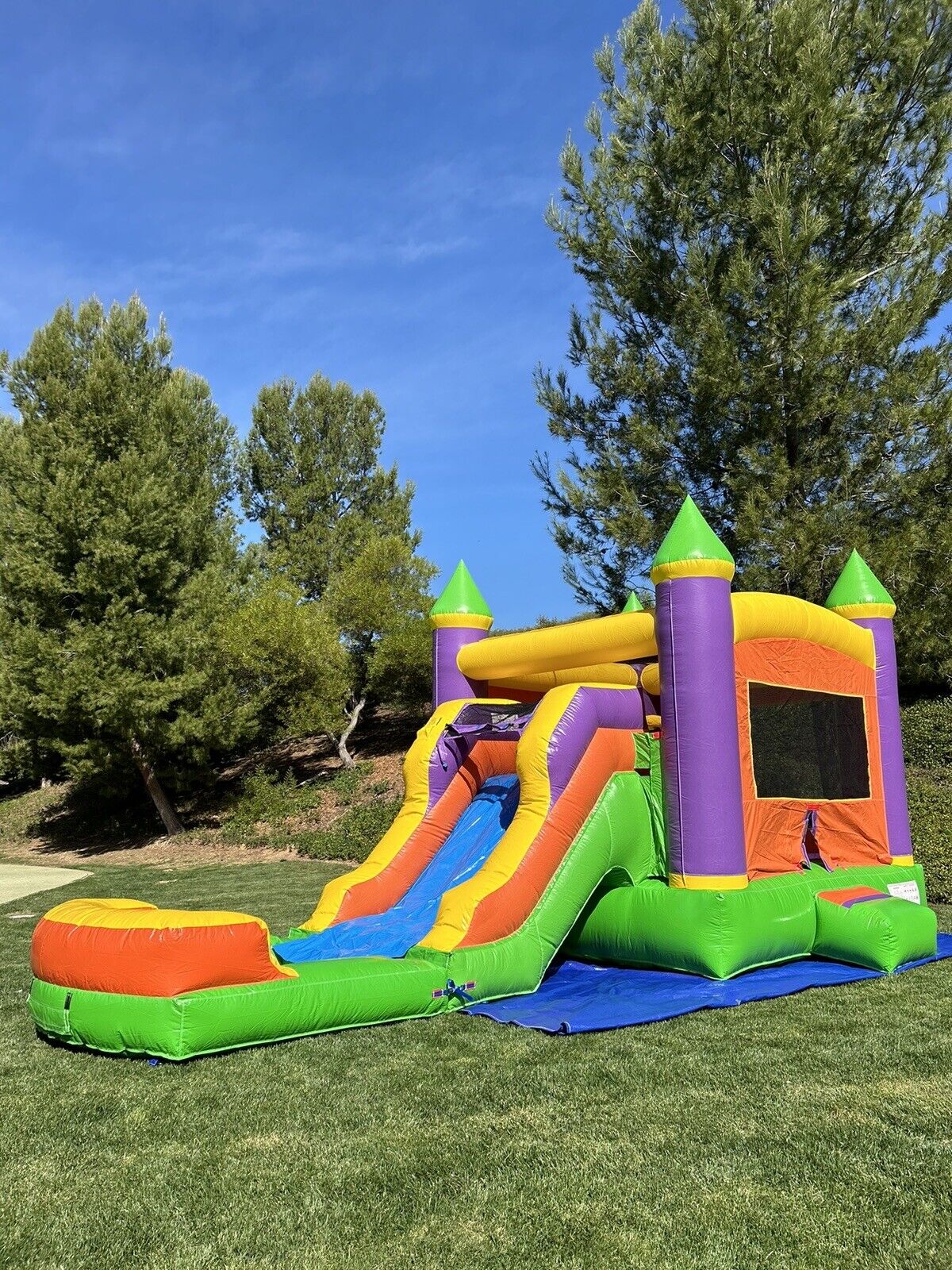 ORANGE COMBO DELUXE INFLATABLE BOUNCE HOUSE WITH DETACHED POOL