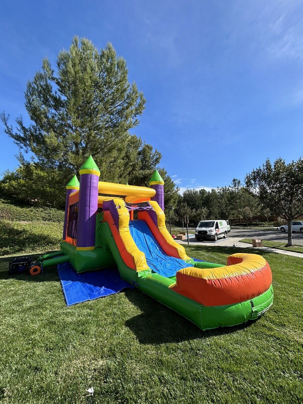 ORANGE COMBO DELUXE INFLATABLE BOUNCE HOUSE WITH DETACHED POOL