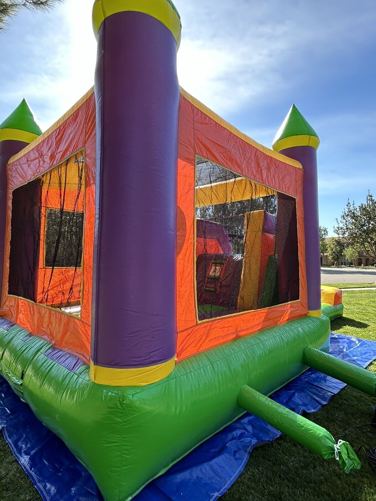 ORANGE COMBO DELUXE INFLATABLE BOUNCE HOUSE WITH DETACHED POOL