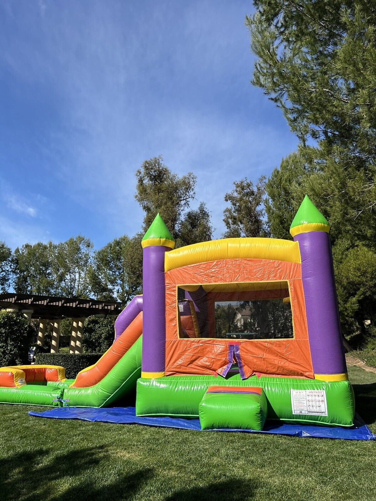 ORANGE COMBO DELUXE INFLATABLE BOUNCE HOUSE WITH DETACHED POOL