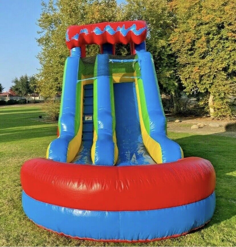 15ft  FIESTA WAVE INFLATABLE WATER SLIDE W/ 1.5HP COMMERCIAL BLOWER