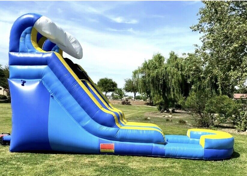 15 ft TSUNAMI BLUE WAVE INFLATABLE WATER SLIDE W/ 1.5HP COMMERCIAL GRADE BLOWER