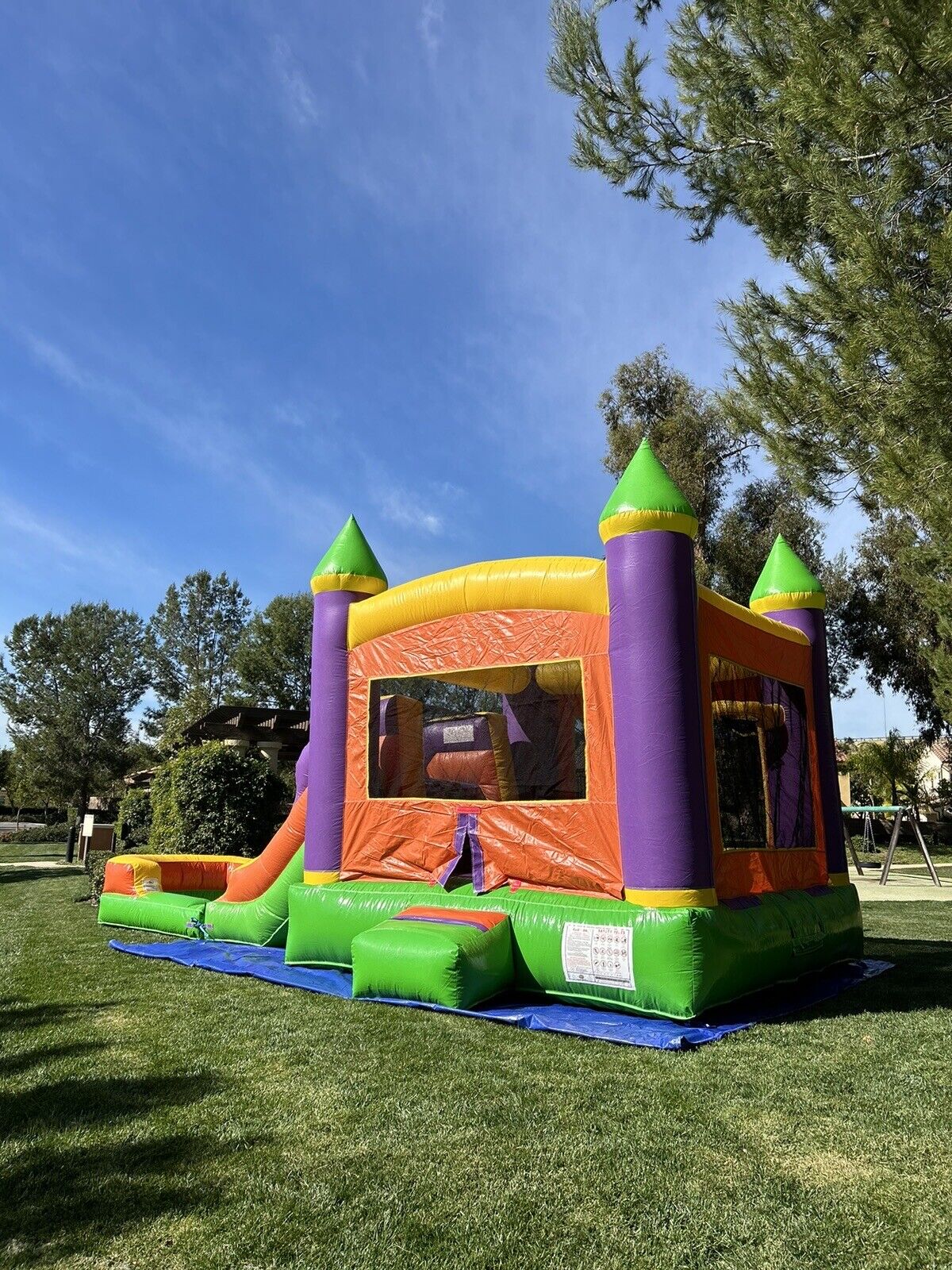 ORANGE COMBO DELUXE INFLATABLE BOUNCE HOUSE WITH DETACHED POOL