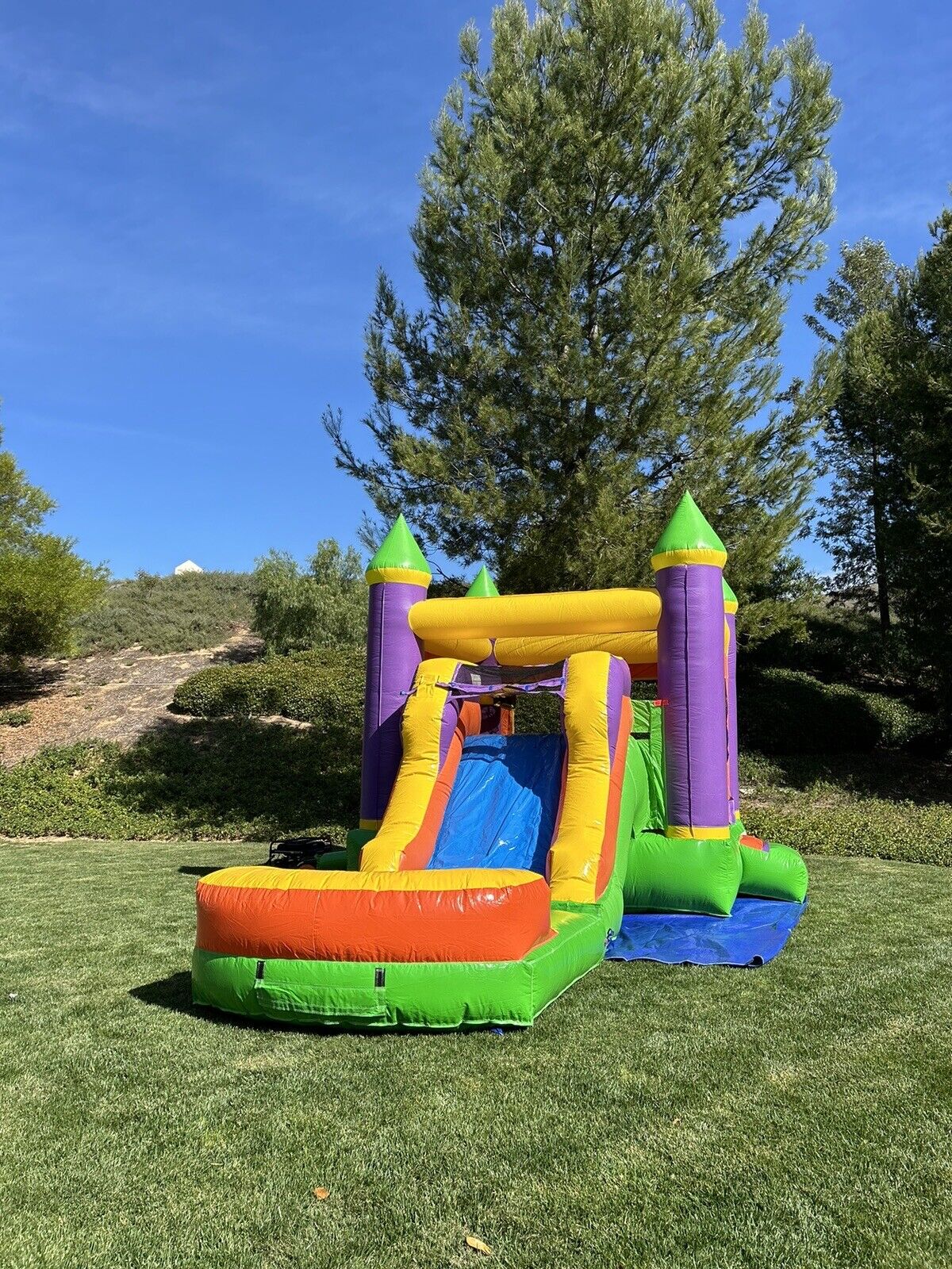 ORANGE COMBO DELUXE INFLATABLE BOUNCE HOUSE WITH DETACHED POOL