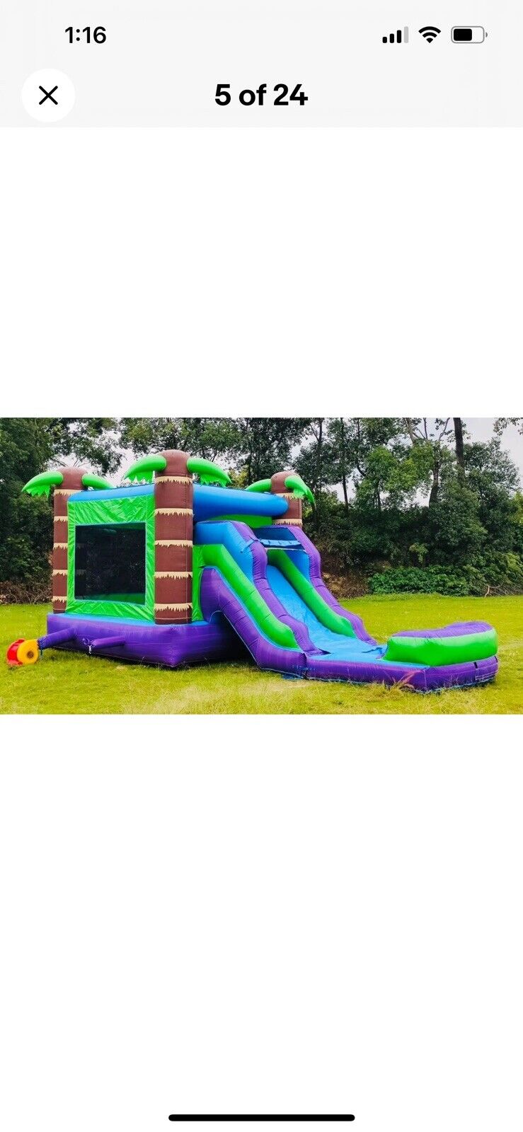 Purple Tropical Inflatable bounce deluxe combo w/ detachable pool + Blower