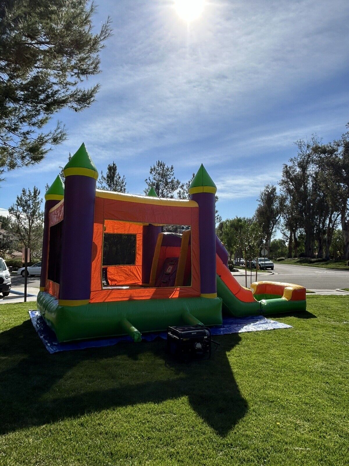 ORANGE COMBO DELUXE INFLATABLE BOUNCE HOUSE WITH DETACHED POOL