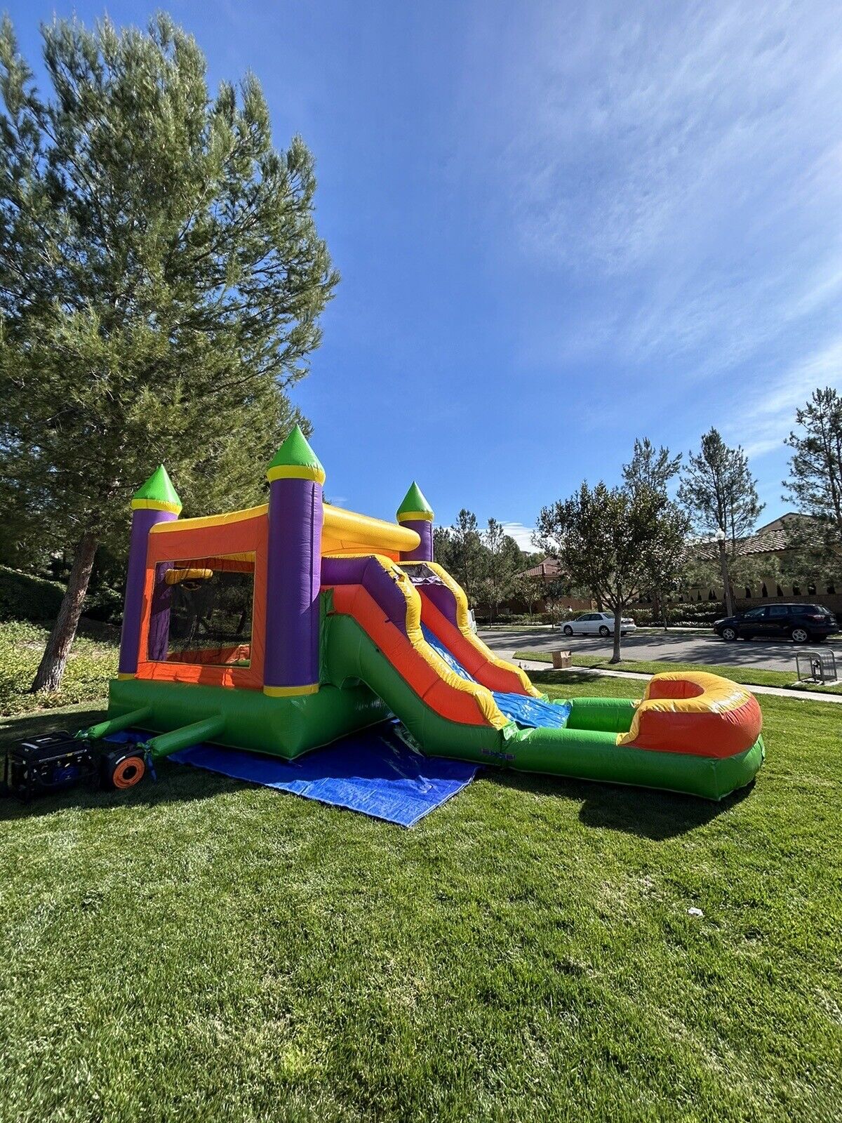 ORANGE COMBO DELUXE INFLATABLE BOUNCE HOUSE WITH DETACHED POOL