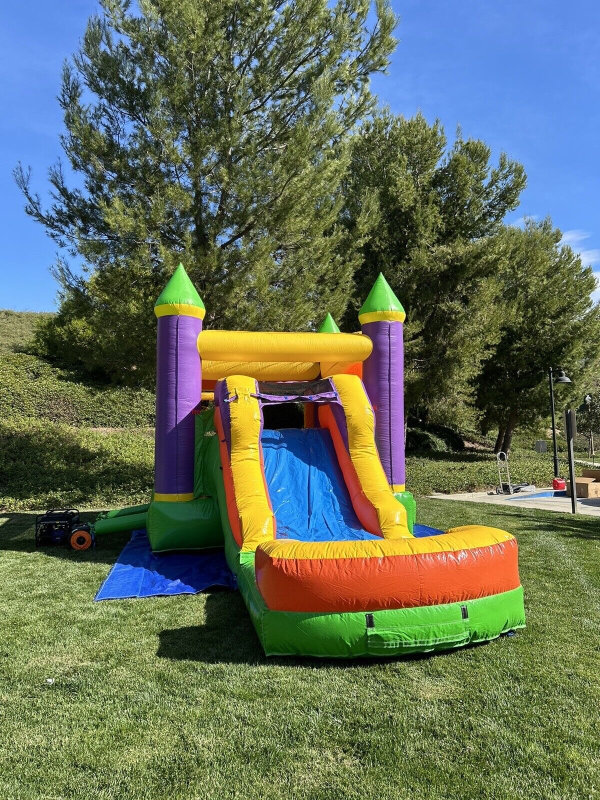 ORANGE COMBO DELUXE INFLATABLE BOUNCE HOUSE WITH DETACHED POOL